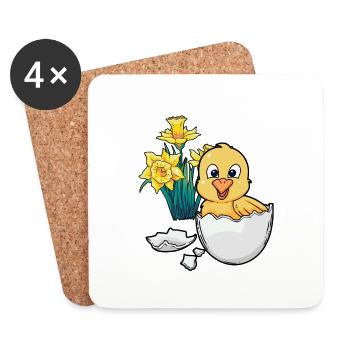 Happy Easter Chicks Easter Egg Kids Baby Chick Egg Egg - Coasters (set of 4) - white - Front