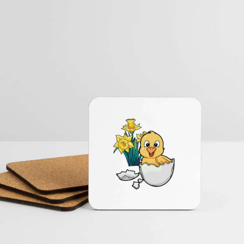 Happy Easter Chicks Easter Egg Kids Baby Chick Egg Egg Coasters (set of 4)