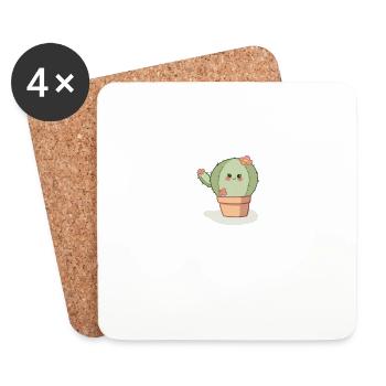 Süßer kleiner Kaktus - Untersetzer (4er-Set) - Weiß - Vorne