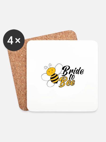 Braut Biene Hochzeit Geschenk - Untersetzer (4er-Set) - Weiß