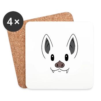 Bat face bat head kids shirt - Coasters (set of 4) - white - Front