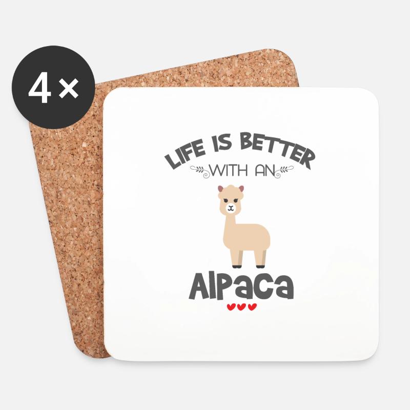 Alpaka Liebhaber Geschenk Leben ist besser mit einem Alpaka - Untersetzer (4er-Set) - Weiß