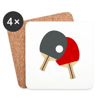 Table Tennis Racket / Ping Pong - Coasters (set of 4) - white - Front