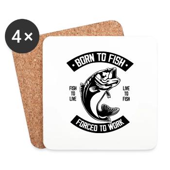 Né pour pêcher - Dessous de verre (lot de 4) - blanc - Devant
