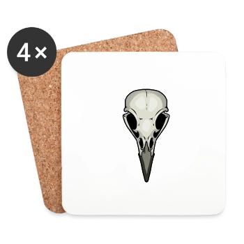 Raven Crow Bird Skull Skull Death Voodoo - Coasters (set of 4) - white - Front