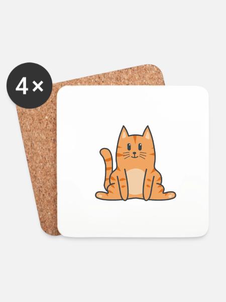 Katze Katzen Kitten - Untersetzer (4er-Set) - Weiß