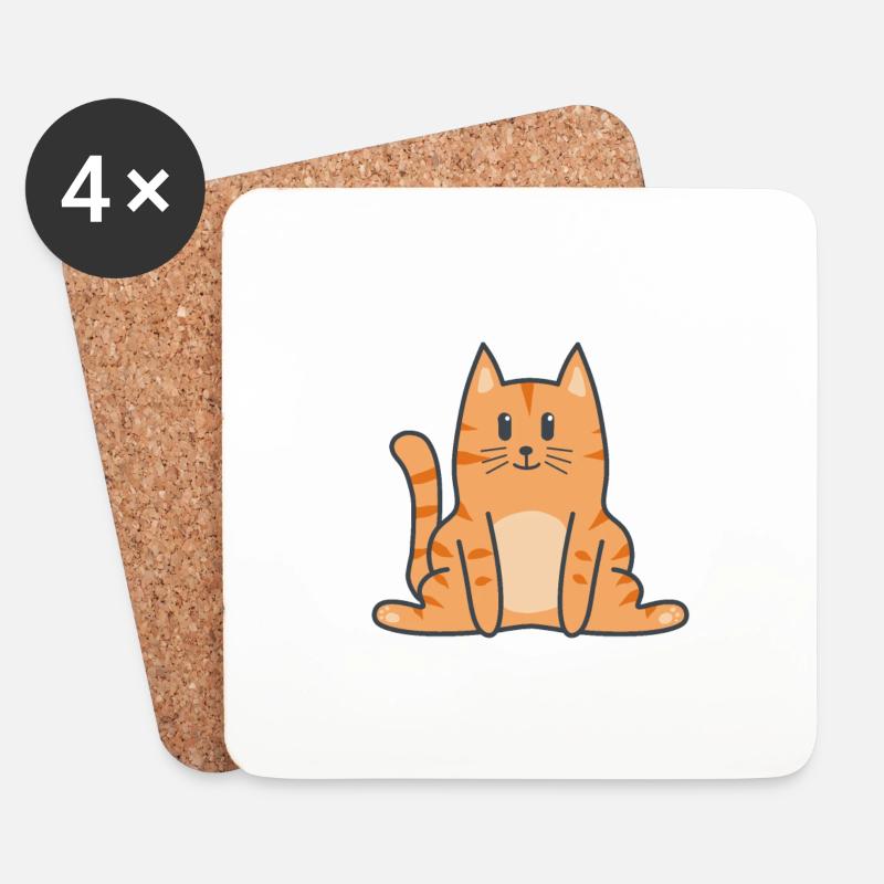 Katze Katzen Kitten - Untersetzer (4er-Set) - Weiß