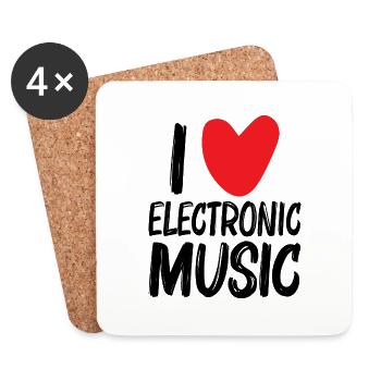 J'aime la musique électronique - Dessous de verre (lot de 4) - blanc - Devant