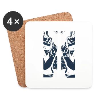 Manga swordsman gift idea - Coasters (set of 4) - white - Front