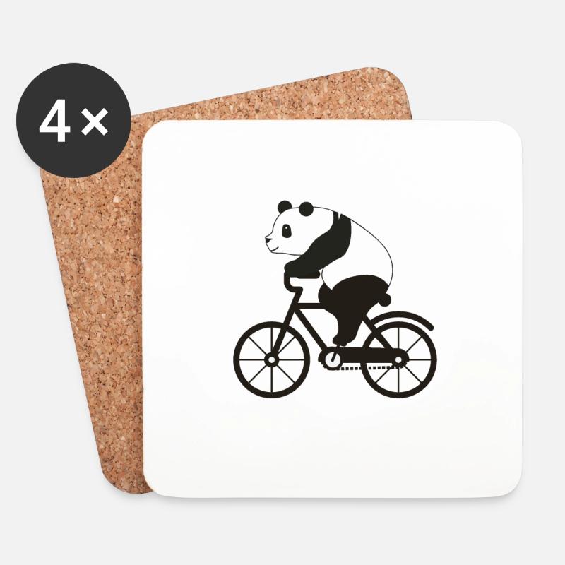 Fahrrad Panda - Untersetzer (4er-Set) - Weiß