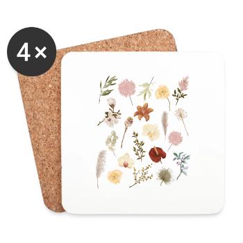 Vintage Boho Botanic Wildflower Flower Nature Love - Coasters (set of 4) - white - Front
