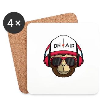 Musik DJ Affe Musiker Kopfhörer OnAir Sonnenbrille - Untersetzer (4er-Set) - Weiß - Vorne
