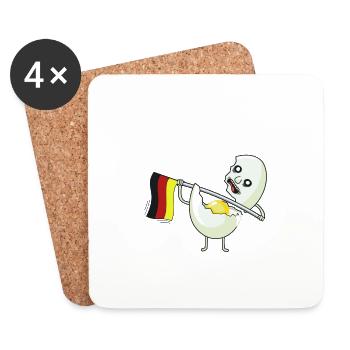 Deutsches Weich Ei Deutschland Fahne Spaßig Fahnen - Untersetzer (4er-Set) - Weiß - Vorne