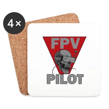 FPV Pilot Geschenkidee Dronenflieger - Untersetzer (4er-Set) - Weiß - Vorne