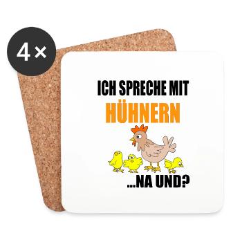 ich spreche mit huehnern na und? - Untersetzer (4er-Set) - Weiß - Vorne