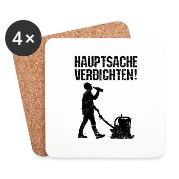 Bauarbeiter Bier Spruch Hauptsache verdichten - Untersetzer (4er-Set) - Weiß - Vorne