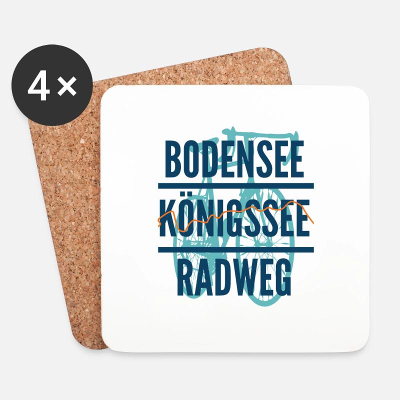 Bodensee - Königssee Radweg - Untersetzer (4er-Set) - Weiß