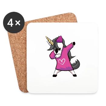 Dabbing Unicorn Einhorn Mädchen - Untersetzer (4er-Set) - Weiß - Vorne