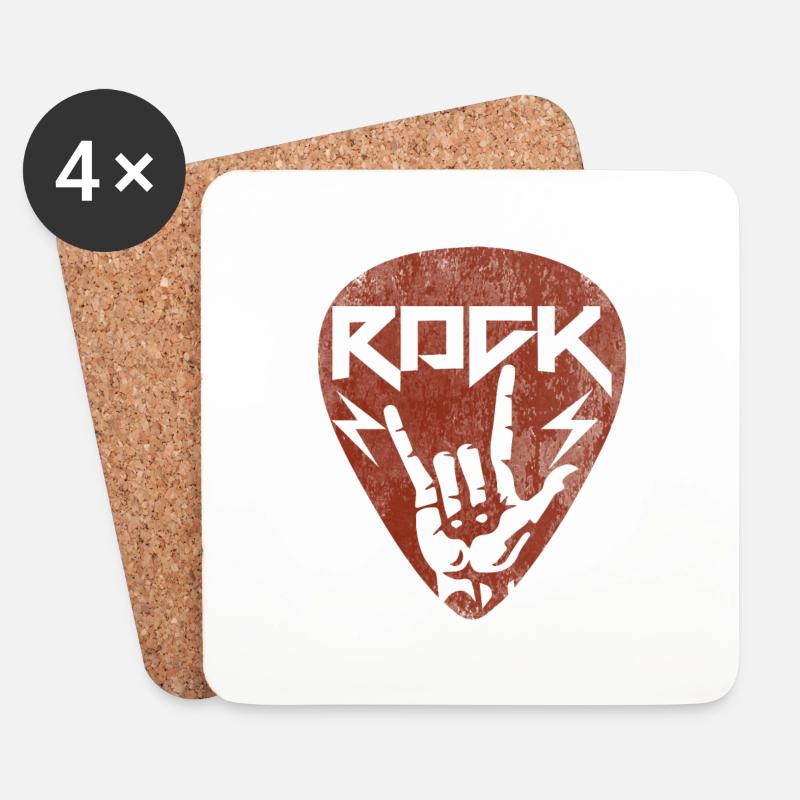 Guitar plectrum rock - Coasters (set of 4) - white