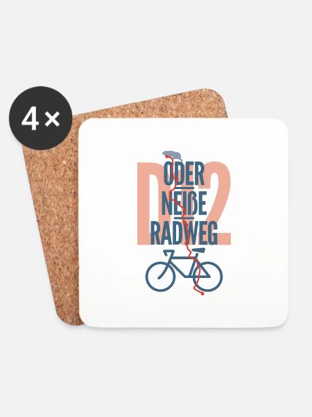 Oder-Neiße-Radweg - Untersetzer (4er-Set) - Weiß