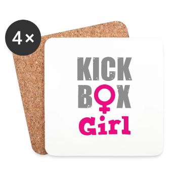 Fille de Kickboxing - Dessous de verre (lot de 4) - blanc - Devant