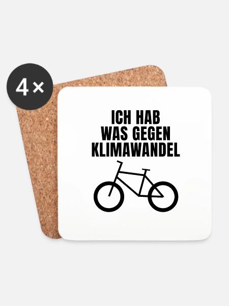 ICH HAB WAS GEGEN KLIMAWANDEL - Fahrradfahren - Untersetzer (4er-Set) - Weiß