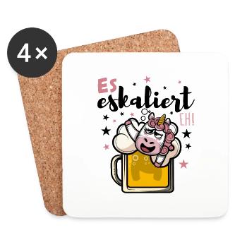 Es eskaliert eh Einhorn - Untersetzer (4er-Set) - Weiß - Vorne