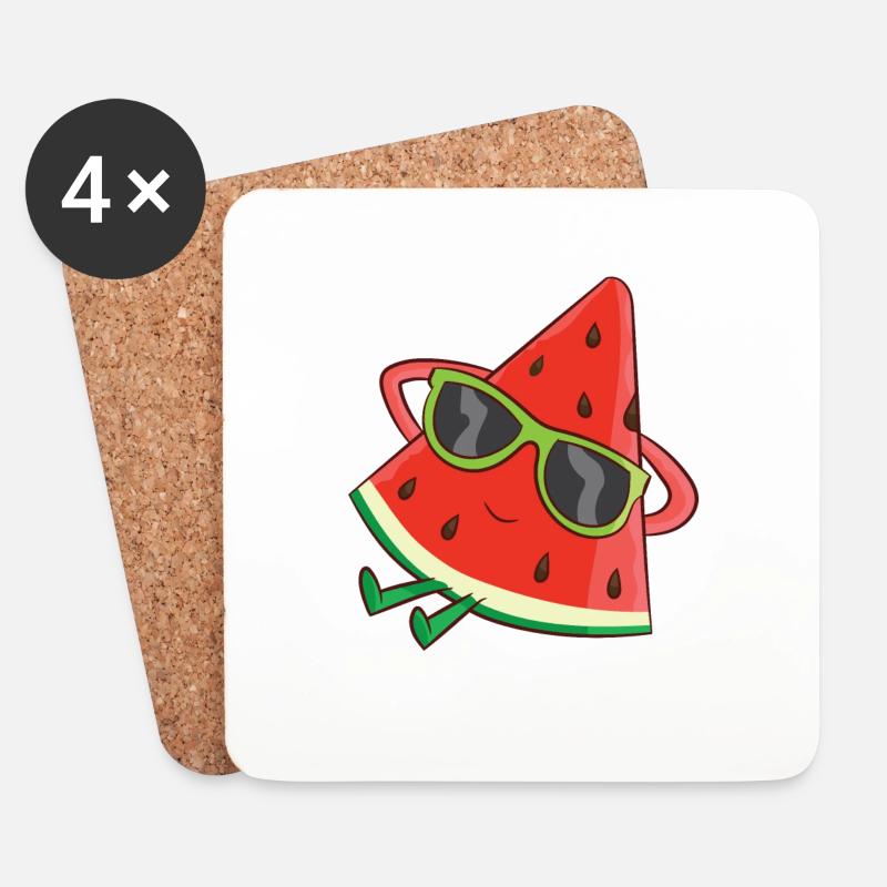 Coole Wassermelone mit Sonnenbrille Sommer Melone - Untersetzer (4er-Set) - Weiß