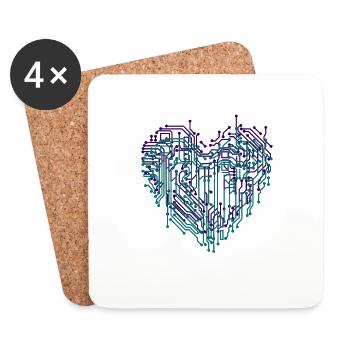 Heart electronic digital heart - Coasters (set of 4) - white - Front