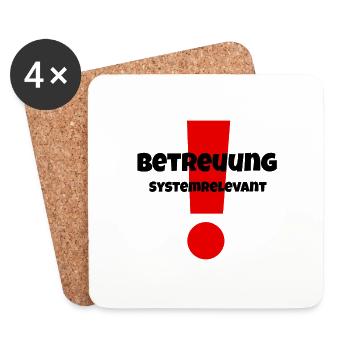 Betreuung systemrelevant Geschenkidee Pflege - Untersetzer (4er-Set) - Weiß - Vorne