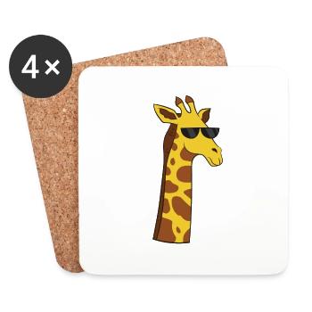 Girafe avec lunettes de soleil Girafe cool - Dessous de verre (lot de 4) - blanc - Devant