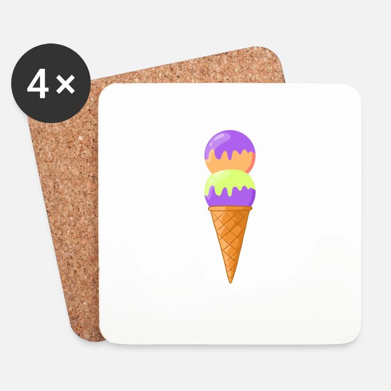 Eiswaffel 8 - Untersetzer (4er-Set) - Weiß