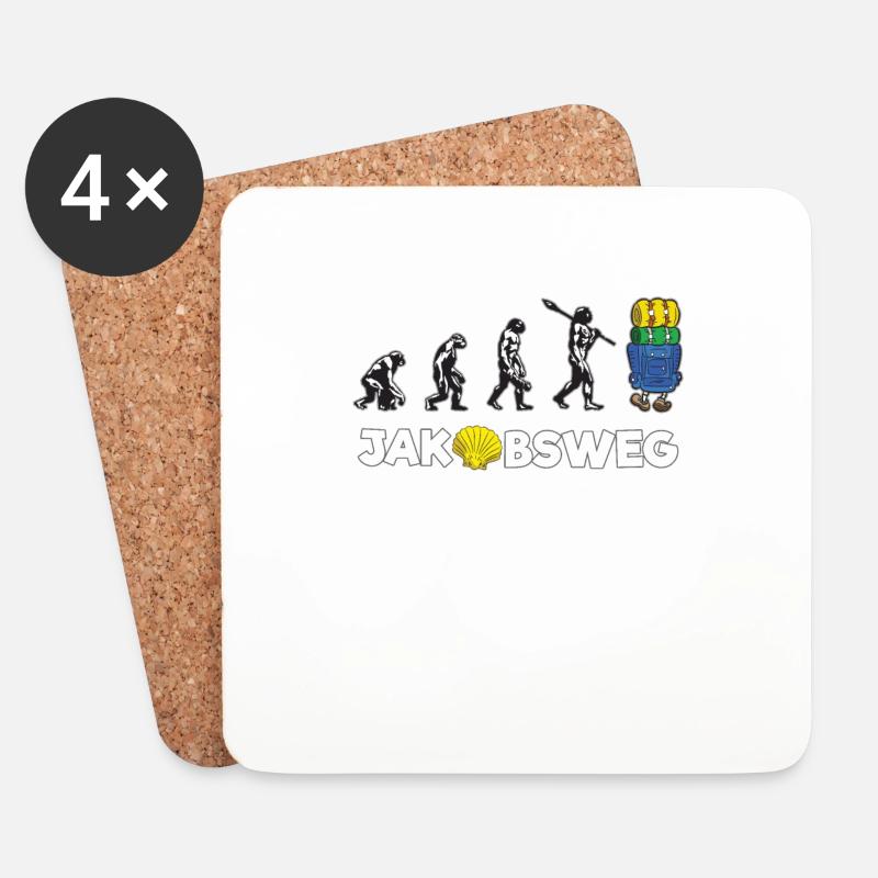 JAKOBSWEG Humor Evolution Wanderer Pilger Reise - Untersetzer (4er-Set) - Weiß