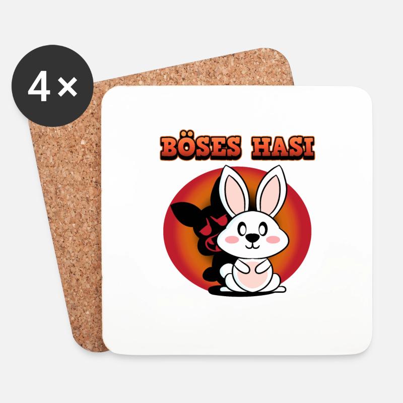 Böses Hasi Süß Lustig Böse Spruch Geschenk Witzig - Untersetzer (4er-Set) - Weiß