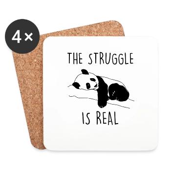 Panda Drôle Fatigué Paresseux Panda - Dessous de verre (lot de 4) - blanc - Devant