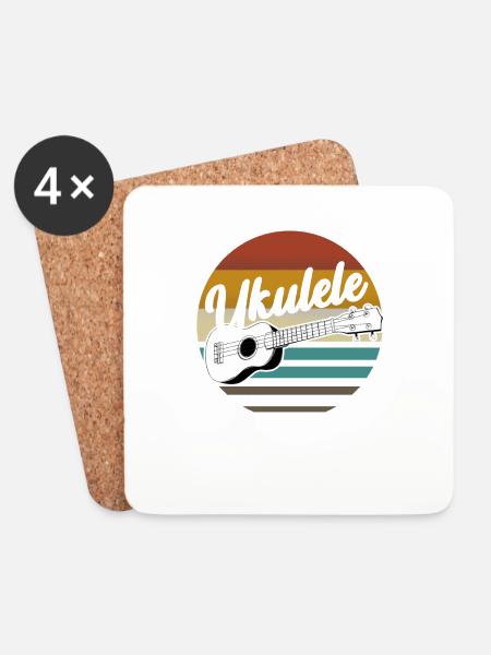 Ukulele für Uke Spieler auf Hawaiian 70er Jahre - Untersetzer (4er-Set) - Weiß