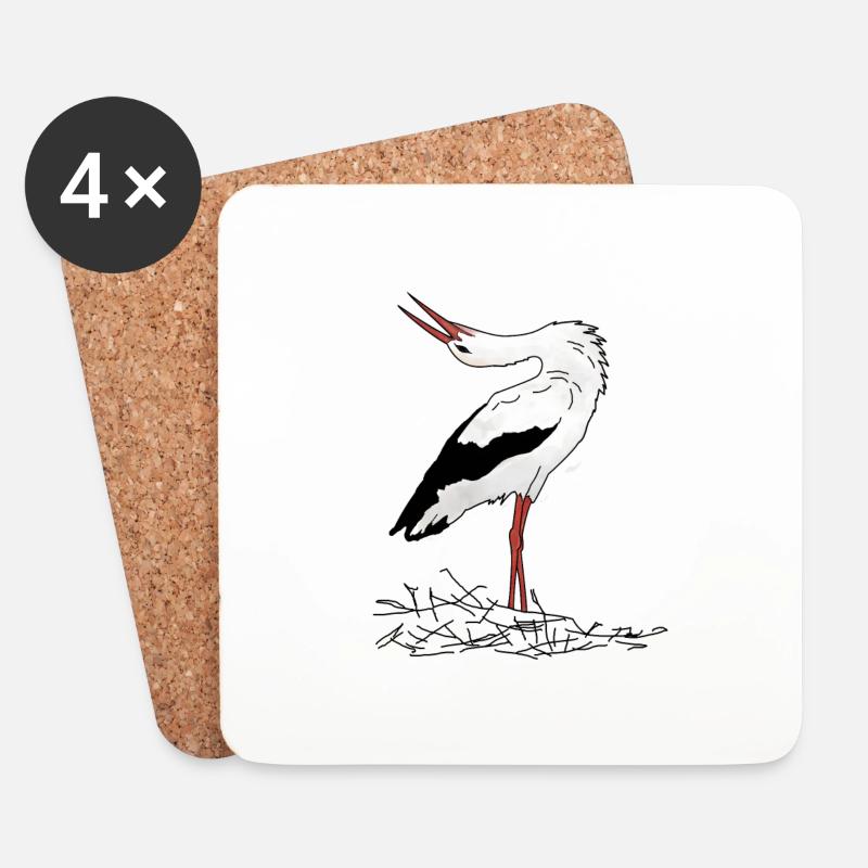 Storch - Untersetzer (4er-Set) - Weiß