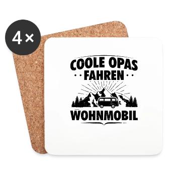 Wohnmobil Opa Großvater Rentner Camping Womo - Untersetzer (4er-Set) - Weiß - Vorne