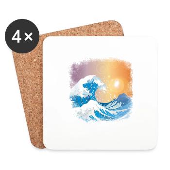 Grande vague de Kanagawa Japon Vague japonaise - Dessous de verre (lot de 4) - blanc - Devant