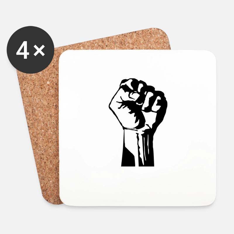 Faust Black Power Black Lives Matter Antifa - Untersetzer (4er-Set) - Weiß