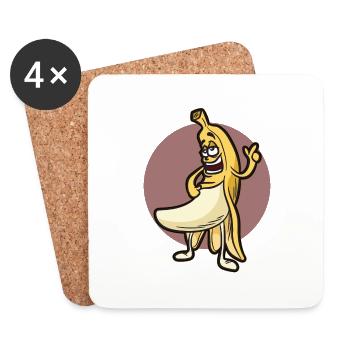 Freche Banane Nacktheit Bananenschale Früchtchen - Untersetzer (4er-Set) - Weiß - Vorne