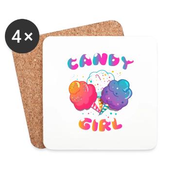 Candy Cotton Candy Girl Girl Girly Gift - Coasters (set of 4) - white - Front