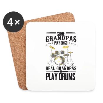 Certains grands-pères jouent au bingo Les grands-pères réels jouent de la batterie - Dessous de verre (lot de 4) - blanc - Devant
