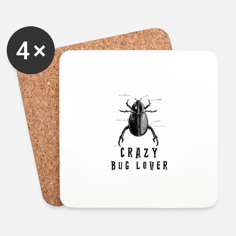 Crazy Bug Lover - Untersetzer (4er-Set) - Weiß