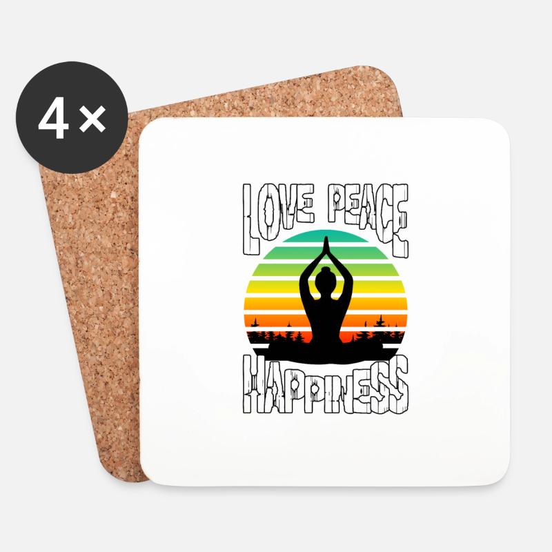 Love peace happiness - Untersetzer (4er-Set) - Weiß