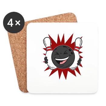 Laughing BOWLING ball with pins Kegel Team - Coasters (set of 4) - white - Front