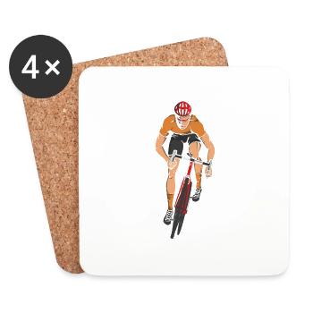 Cycliste de course - Dessous de verre (lot de 4) - blanc - Devant