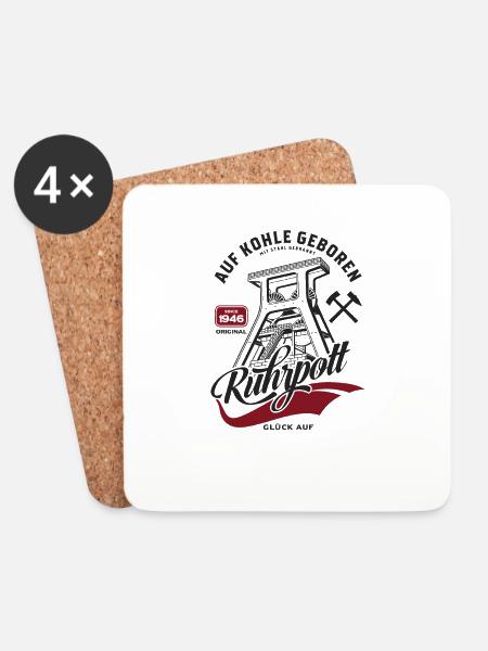 Ruhrpott - Auf Kohle Geboren - Untersetzer (4er-Set) - Weiß