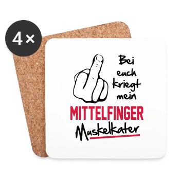 Mittelfinger Muskelkater - Untersetzer (4er-Set) - Weiß - Vorne
