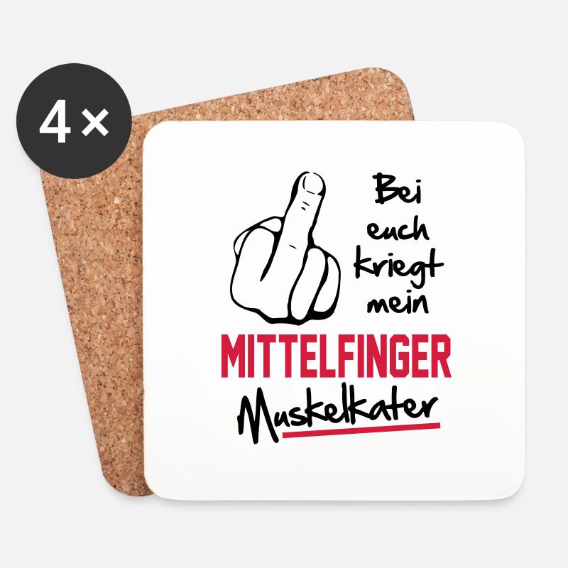 Mittelfinger Muskelkater - Untersetzer (4er-Set) - Weiß